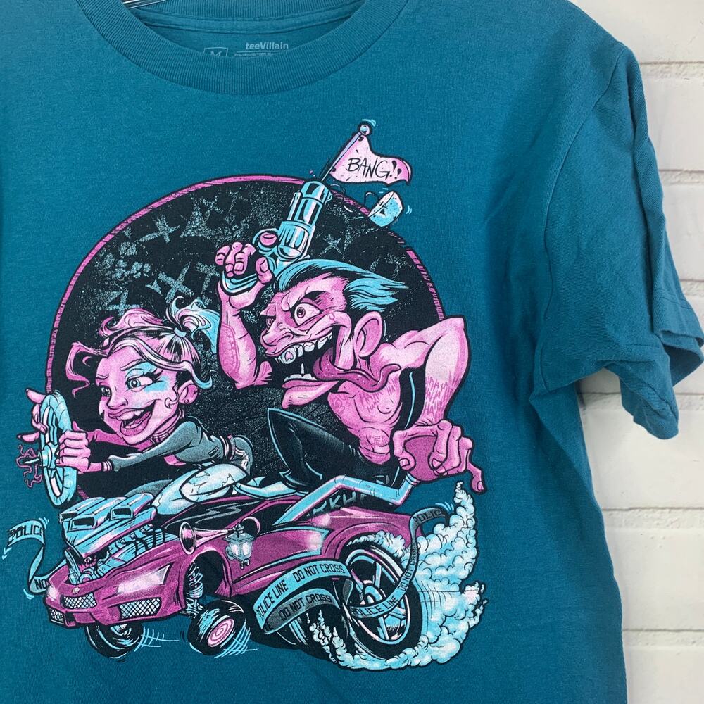 Tee Villain tshirt Harley Quinn The Joker ringspun cotton medium unisex